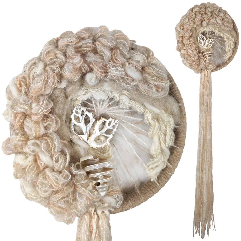 Vintage Handmade Macrame Seashell Wall Hanging Boho Beach Tufted Dream Catcher